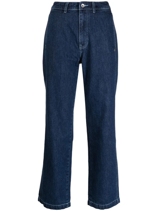 Logo-Patch High-Waisted Cotton Jeans