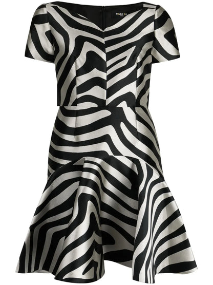 Zebra-Print Jacquard Mini Dress
