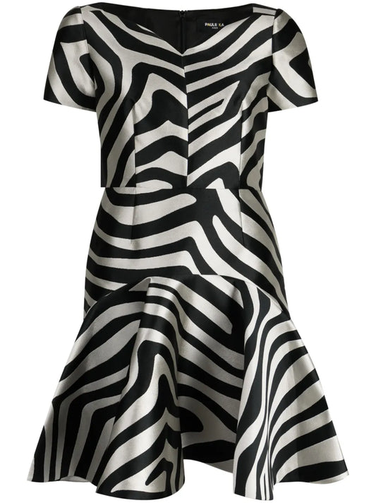 Zebra-Print Jacquard Mini Dress