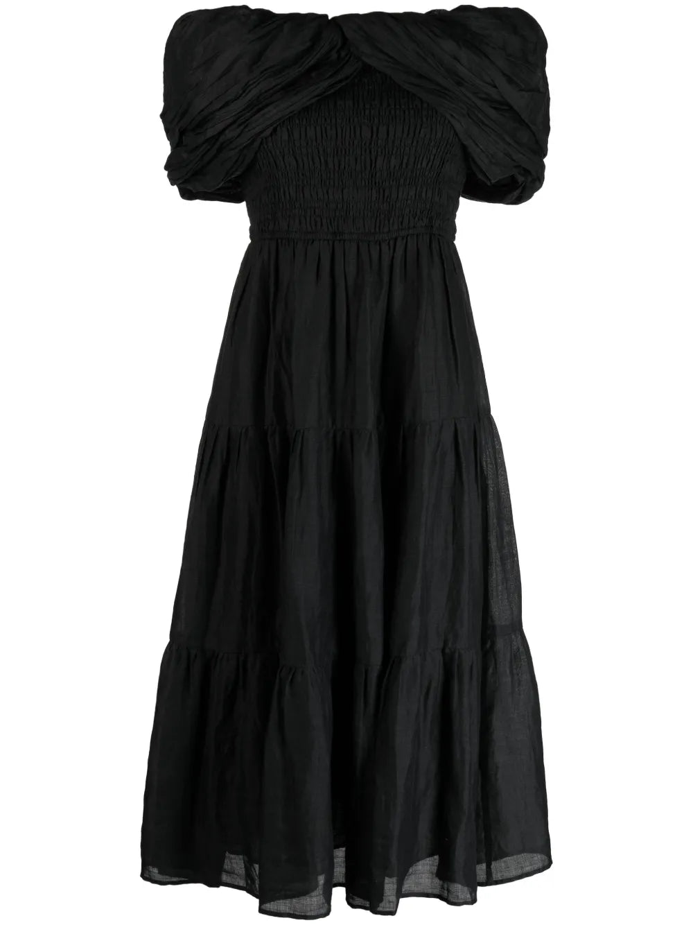 Loren Off-Shoulder Ramie Midi Dress