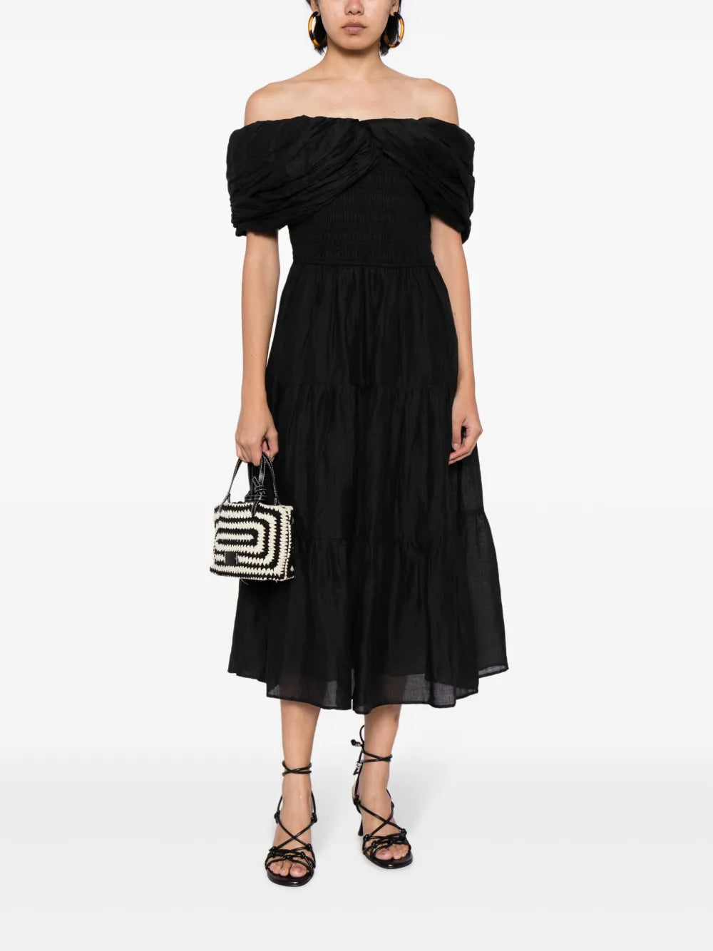 Loren Off-Shoulder Ramie Midi Dress