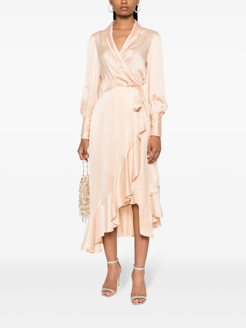 Asymmetric Wrap Silk Midi Dress