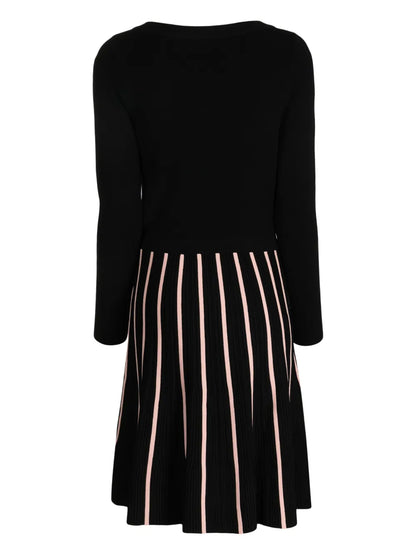 Pleated Long-Sleeved Dress