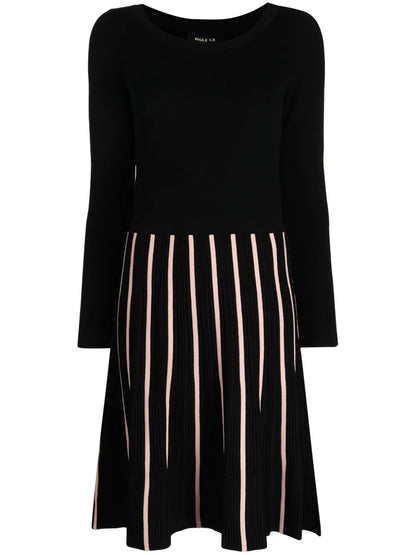 Pleated Long-Sleeved Dress