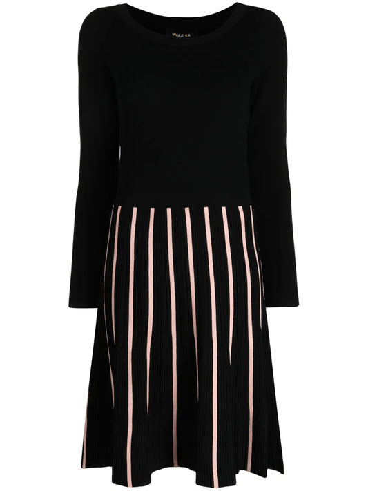 Pleated Long-Sleeved Dress