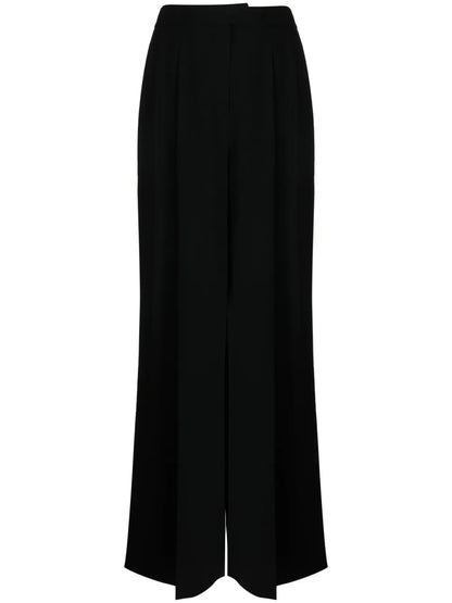 Crepe-Texture Wide-Leg Trousers