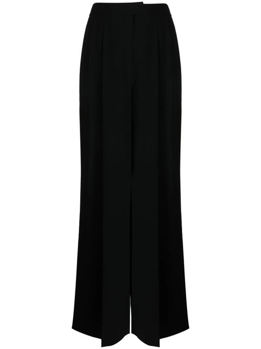 Crepe-Texture Wide-Leg Trousers