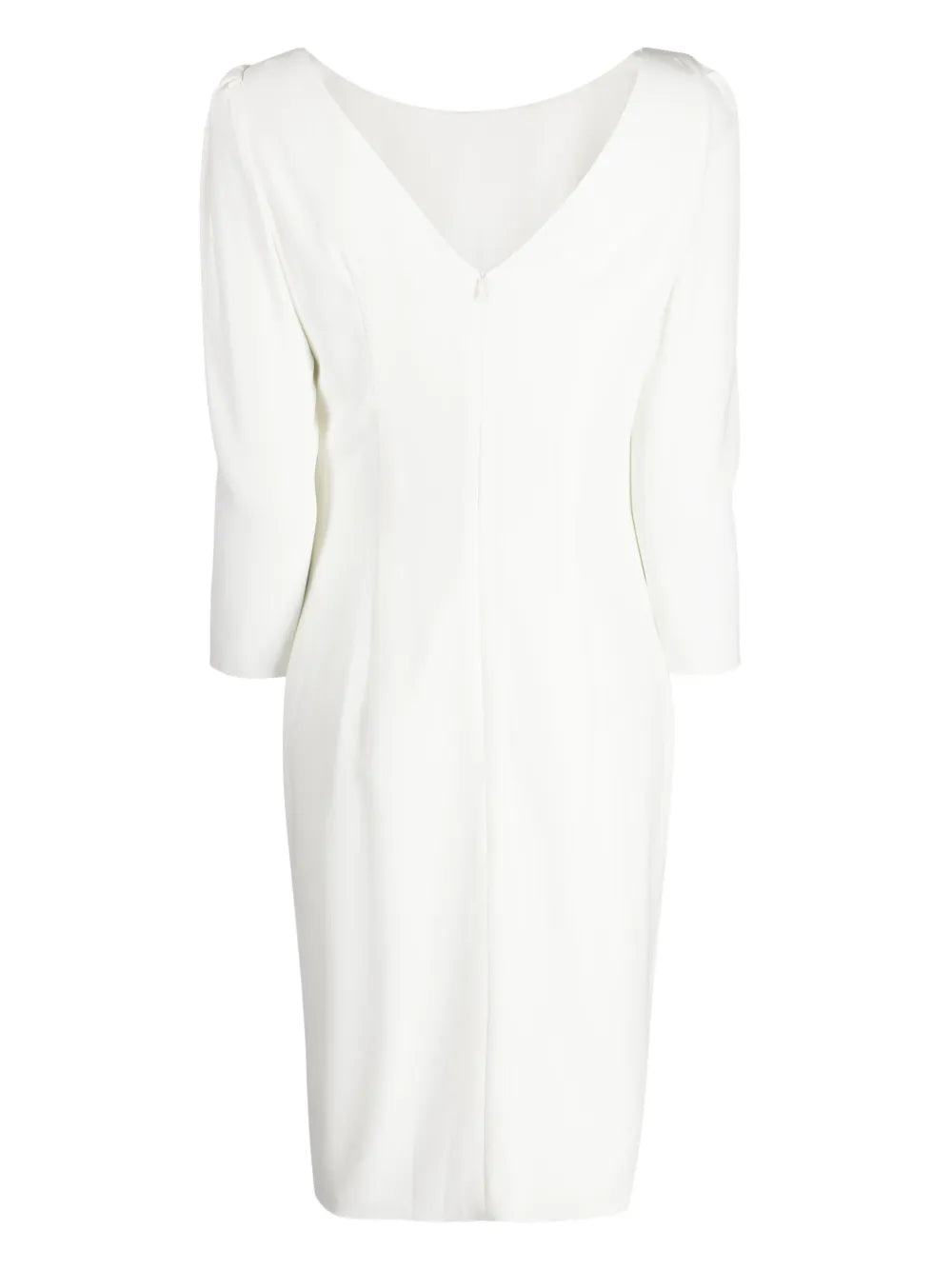 Draped-Detail Crepe Midi Dress