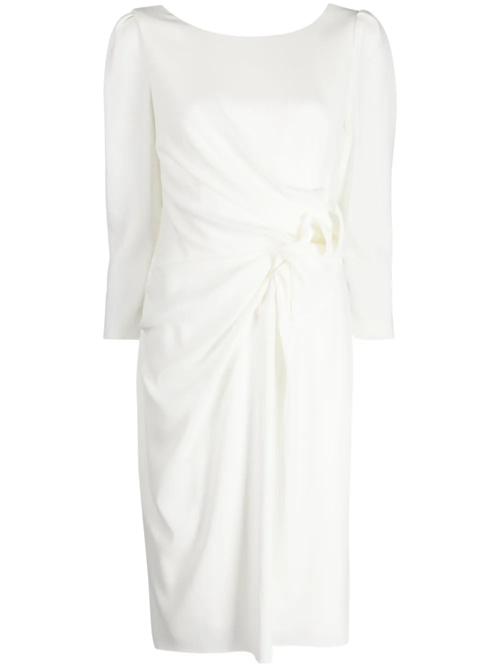Draped-Detail Crepe Midi Dress