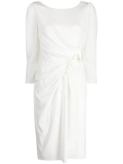 Draped-Detail Crepe Midi Dress