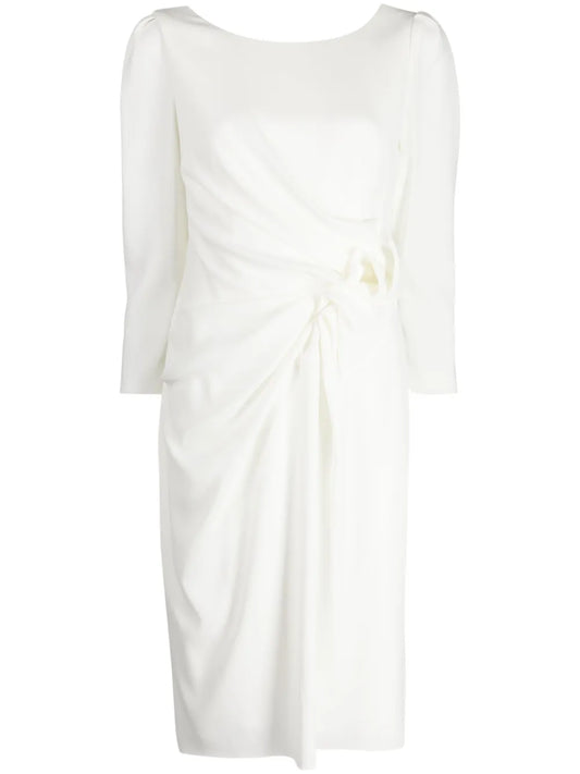Draped-Detail Crepe Midi Dress