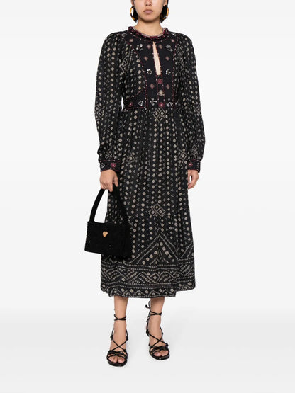 Maja Graphic-Print Cotton Midi Dress