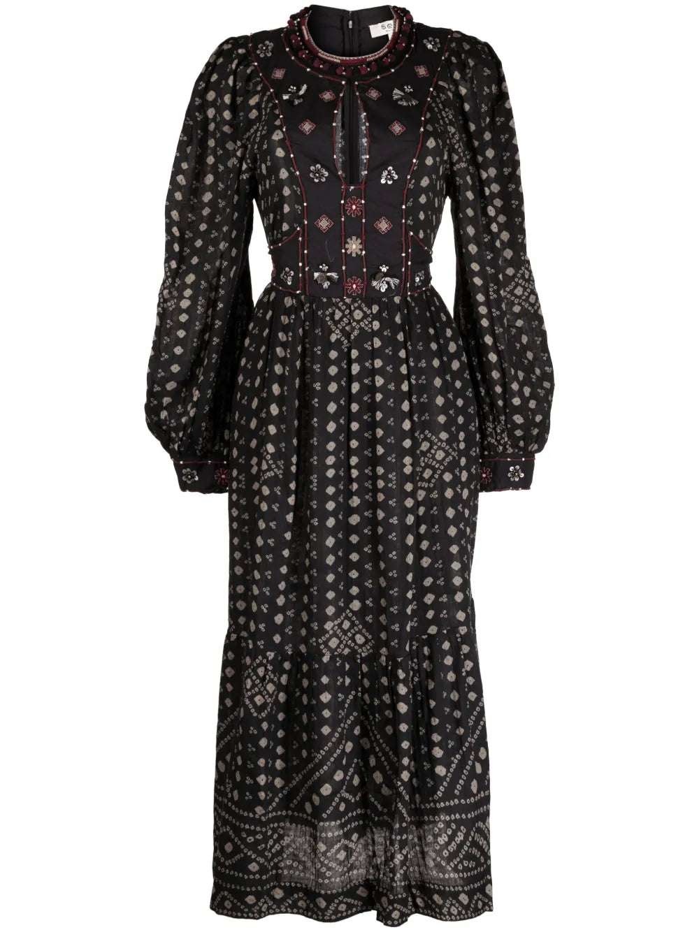 Maja Graphic-Print Cotton Midi Dress