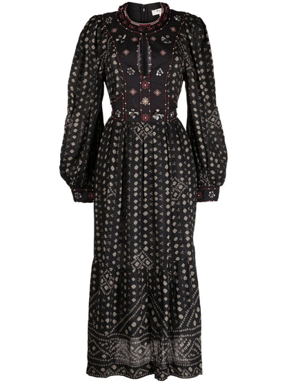 Maja Graphic-Print Cotton Midi Dress