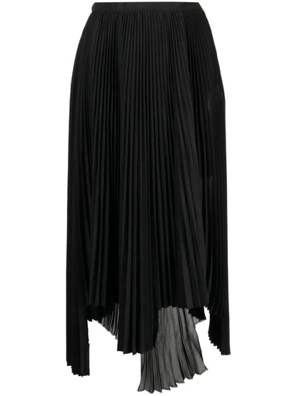 Pleated Handkerchief-Hem Skirt