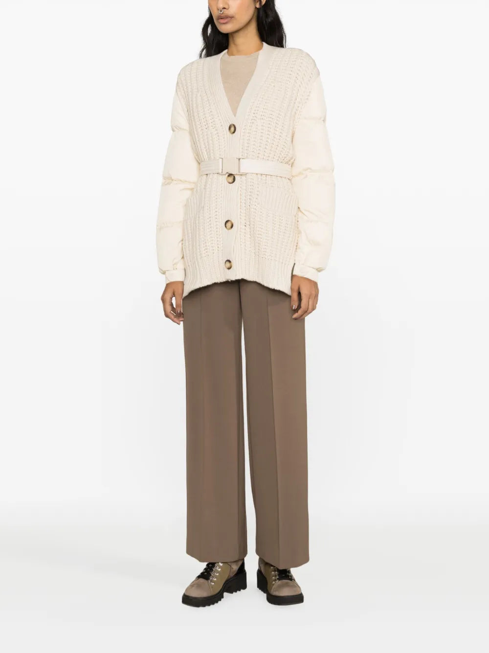 Panelled Padded Cashmere-Wool Cardigan