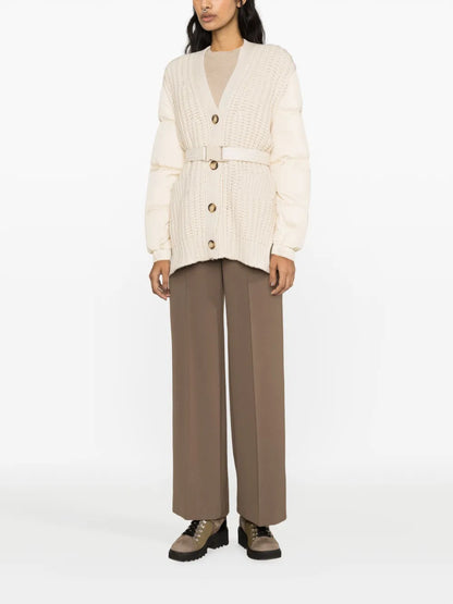 Panelled Padded Cashmere-Wool Cardigan