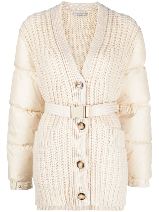Panelled Padded Cashmere-Wool Cardigan