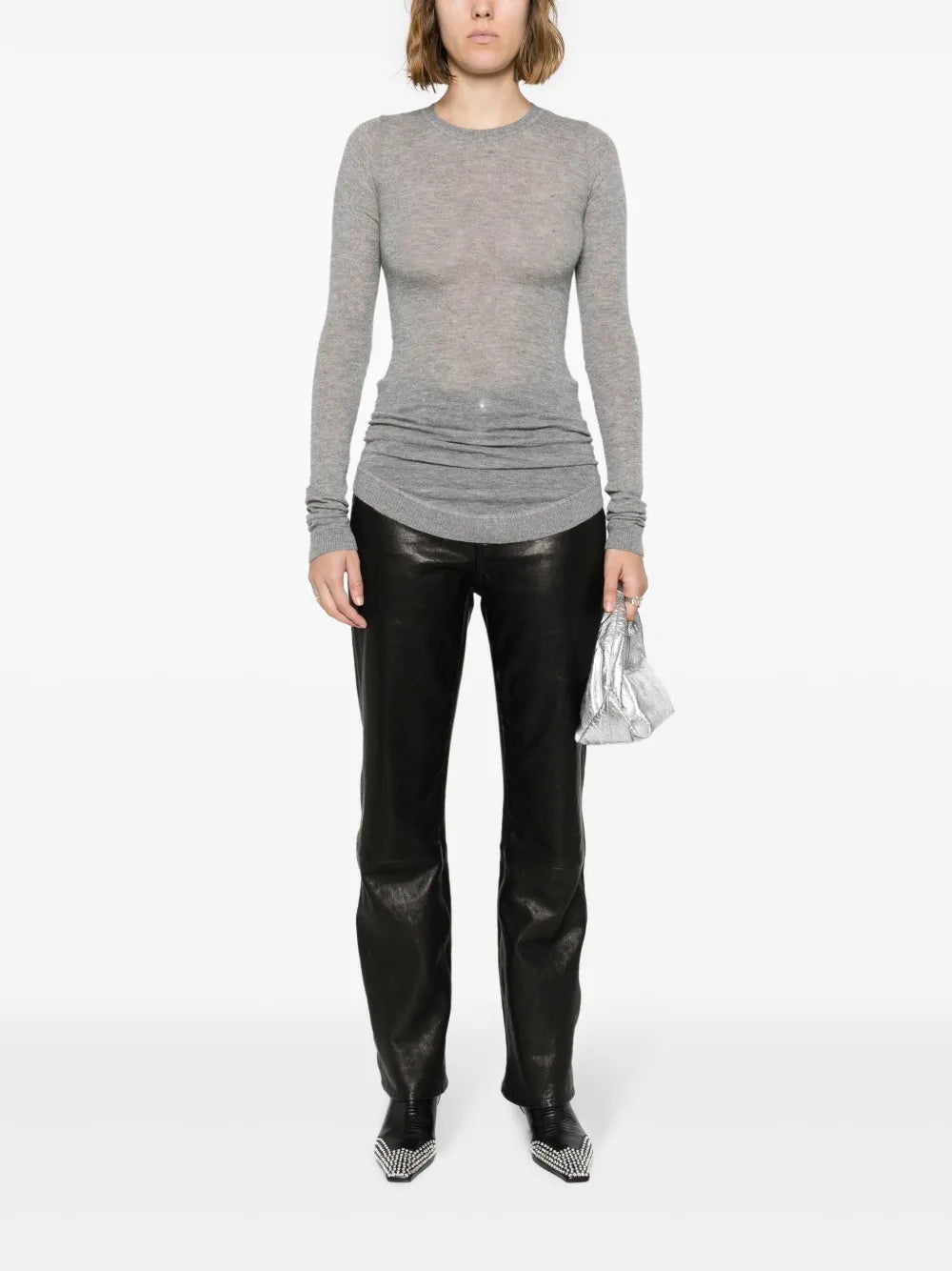 Semi-Sheer Mélange-Effect Jumper