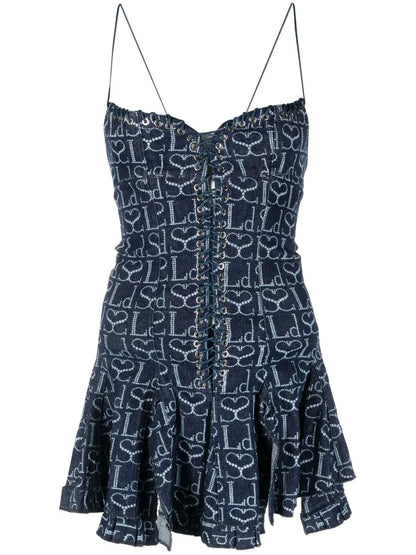 Logo-Print Denim Minidress