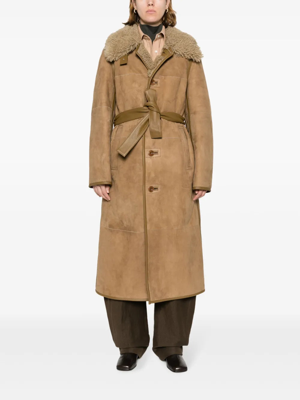 Belted Shearling Coat