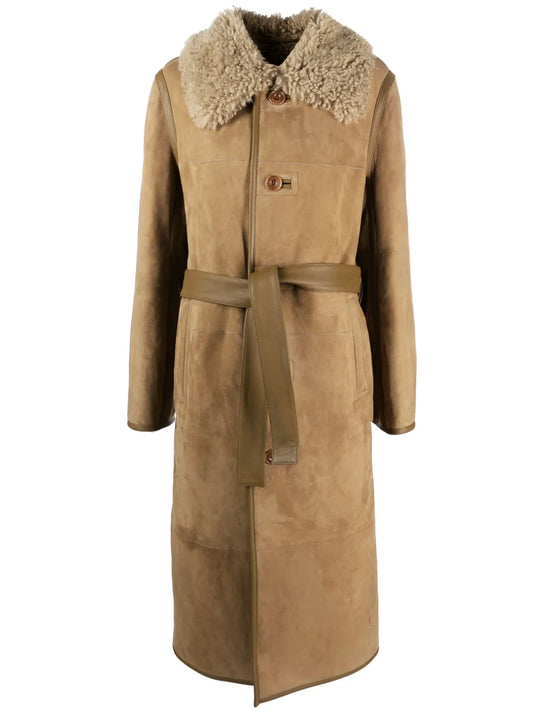 Belted Shearling Coat
