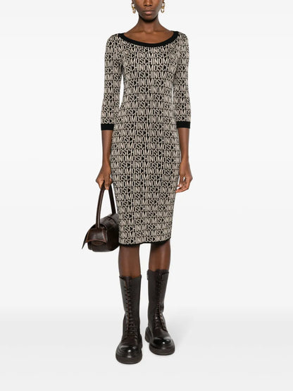 Logo-Jacquard Knitted Midi Dress