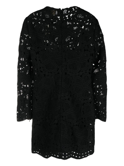 Floral-Macramé Weaved Minidress