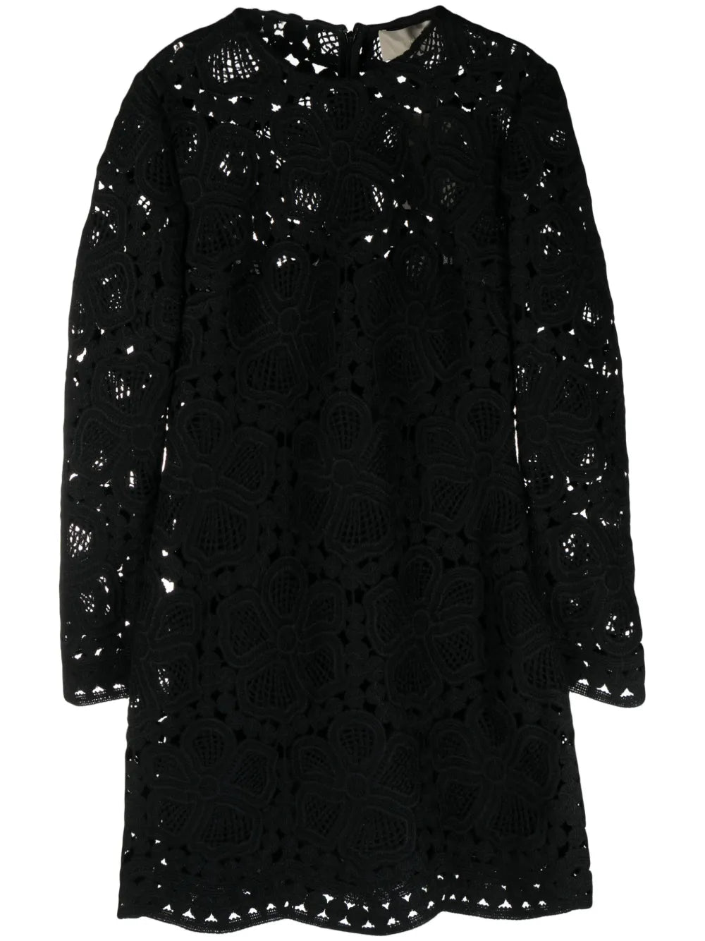Floral-Macramé Weaved Minidress