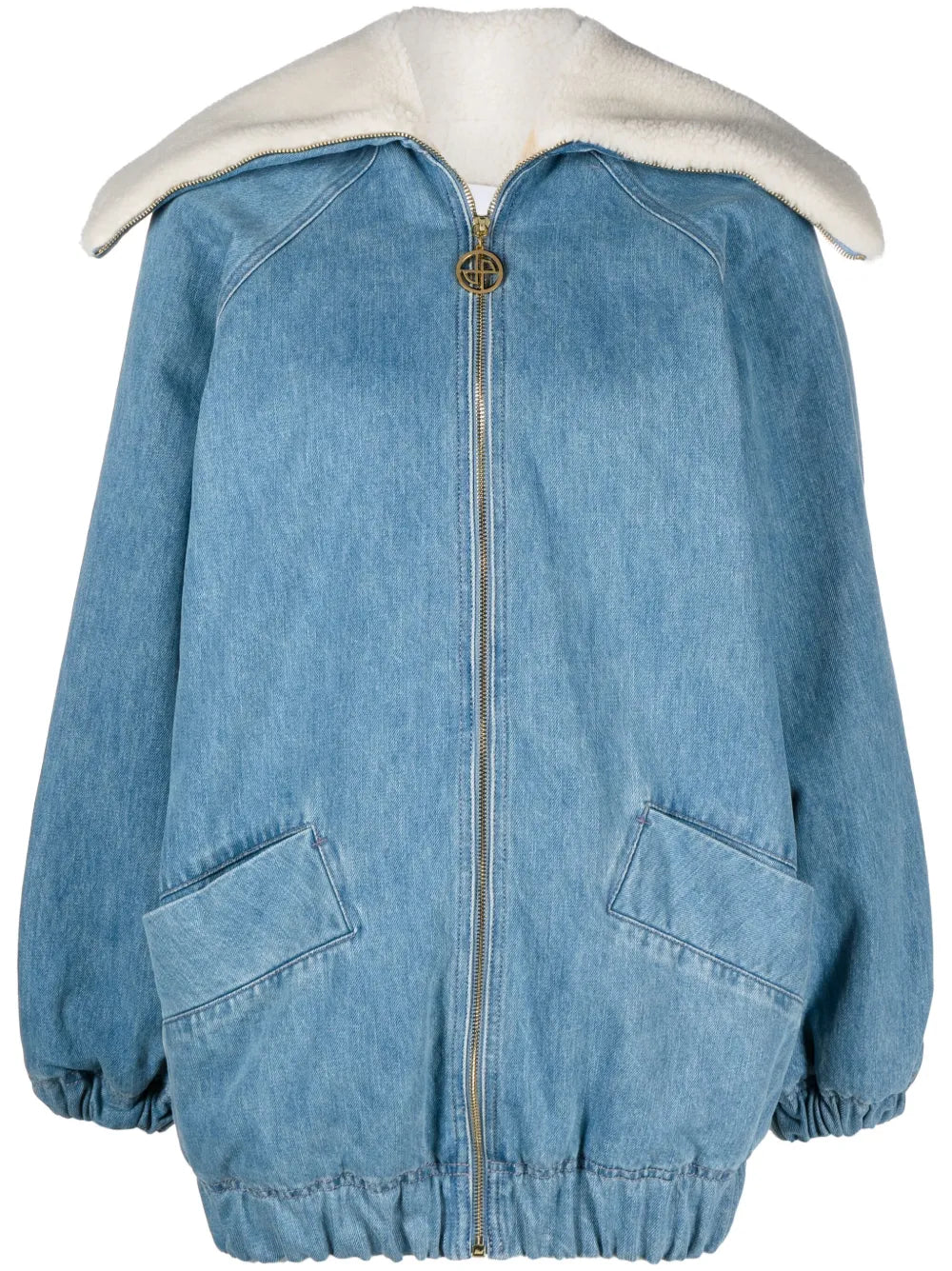 Faux Shearling-Trim Denim Jacket