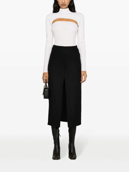 Virgin-Wool Pencil Midi Skirt