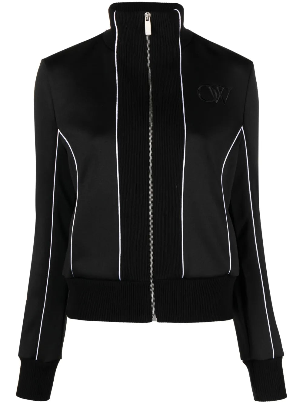 Contrast-Trim Stretch-Cotton Track Jacket