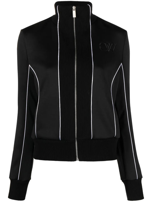 Contrast-Trim Stretch-Cotton Track Jacket