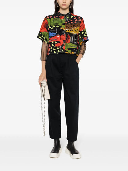 Pleat-Detail Cotton Trousers