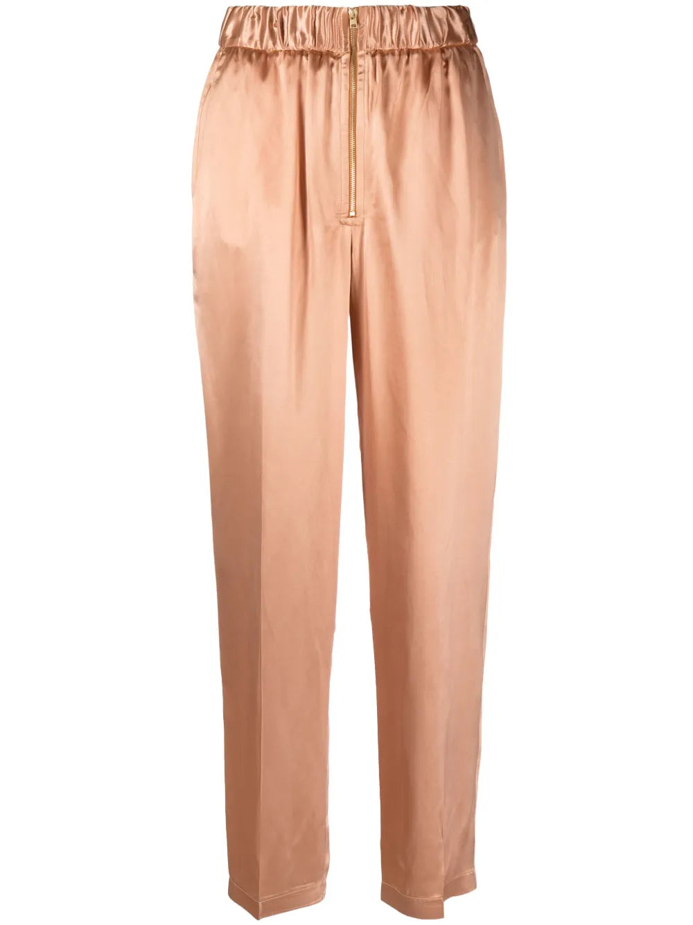 Satin-Weave Straight-Leg Trousers
