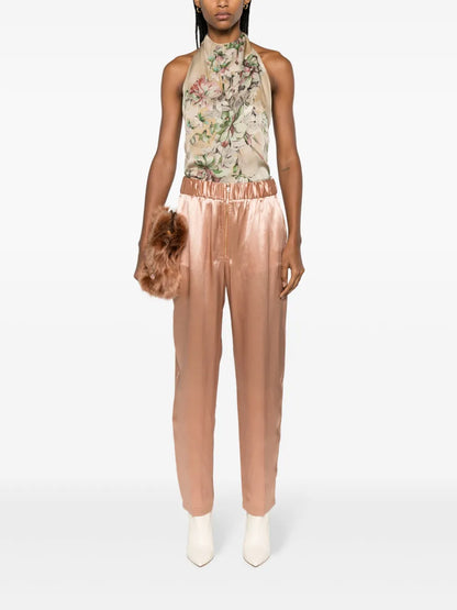 Satin-Weave Straight-Leg Trousers