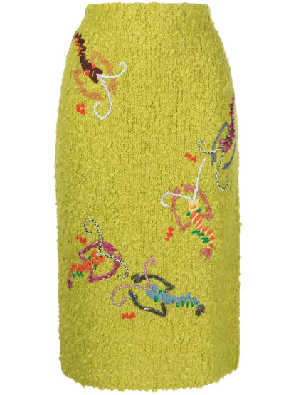 Shrimp Bouclé Midi Skirt