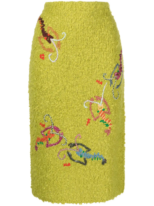 Shrimp Bouclé Midi Skirt