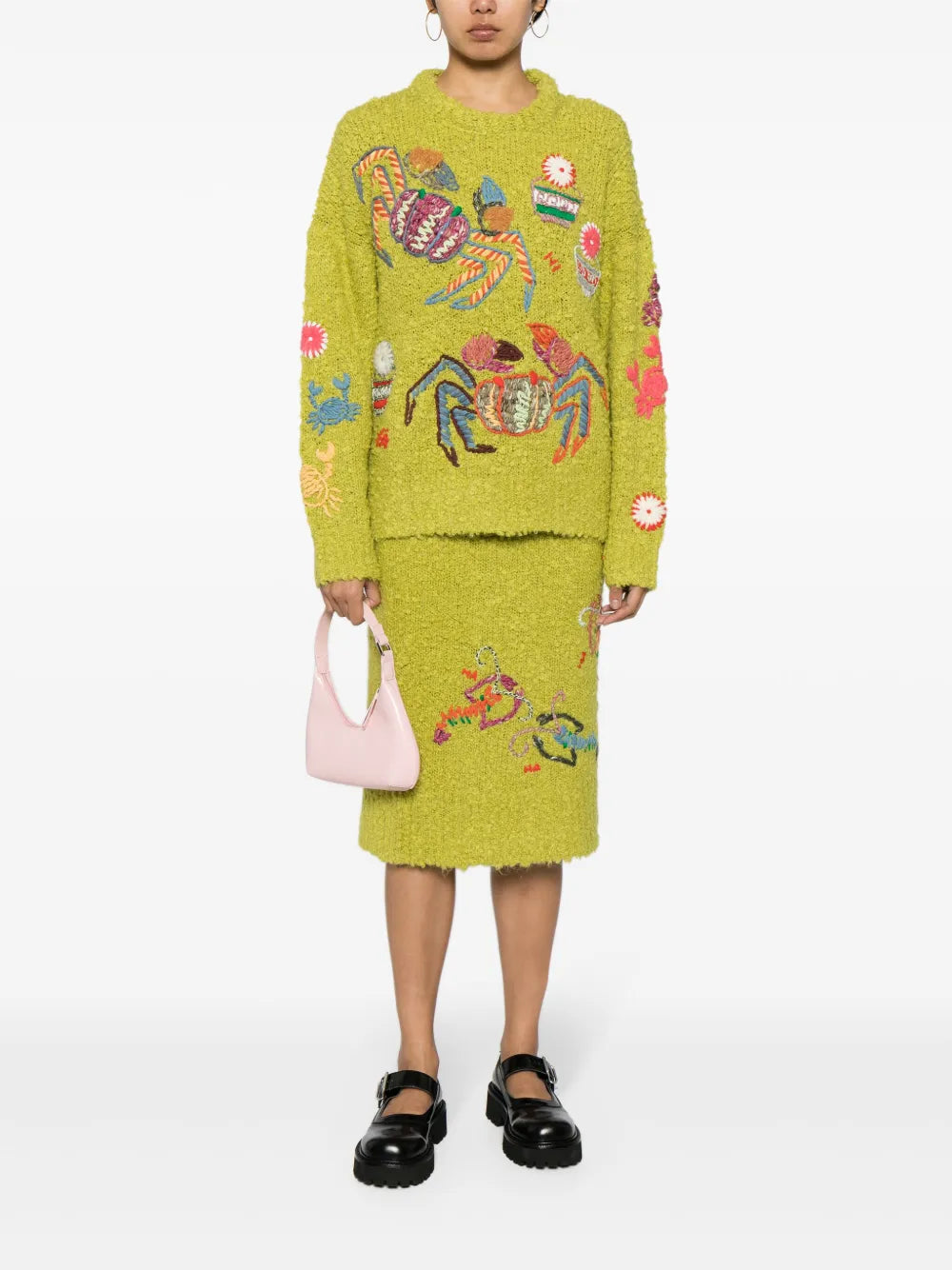 Shrimp Bouclé Midi Skirt