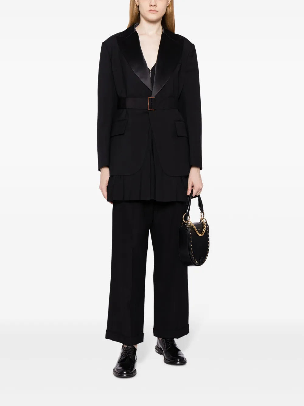 Layered Belted Single-Breasted Blazer