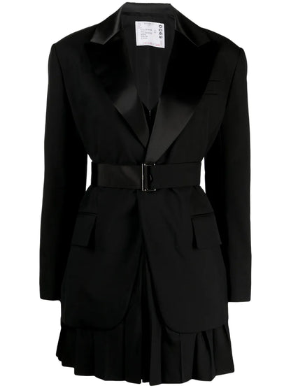 Layered Belted Single-Breasted Blazer