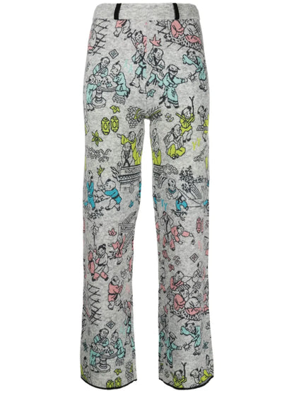Laza Patterned Intarsia-Knit Trousers