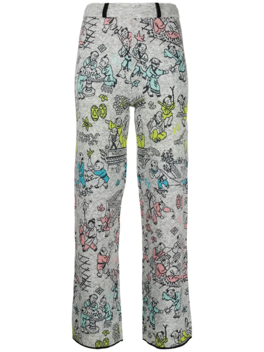 Laza Patterned Intarsia-Knit Trousers