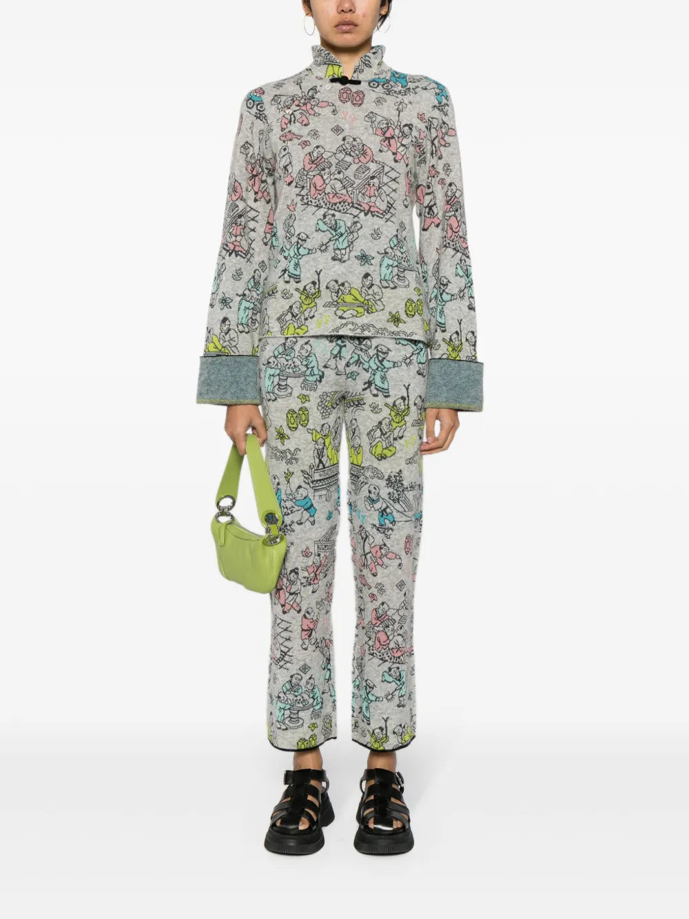 Laza Patterned Intarsia-Knit Trousers