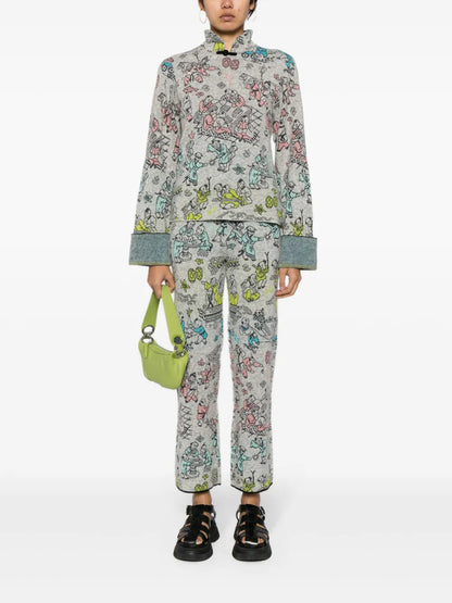 Laza Patterned Intarsia-Knit Trousers