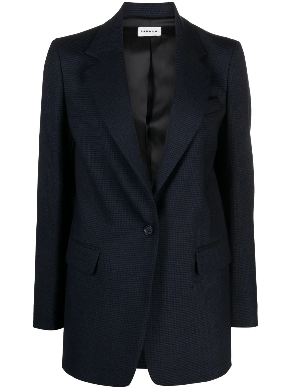 Stretch-Wool Houndstooth Blazer