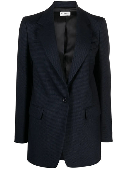 Stretch-Wool Houndstooth Blazer