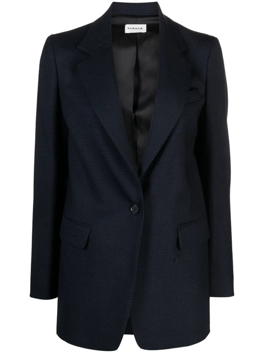 Stretch-Wool Houndstooth Blazer