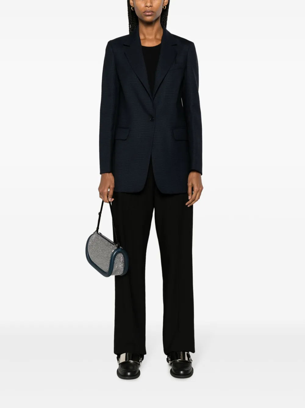 Stretch-Wool Houndstooth Blazer