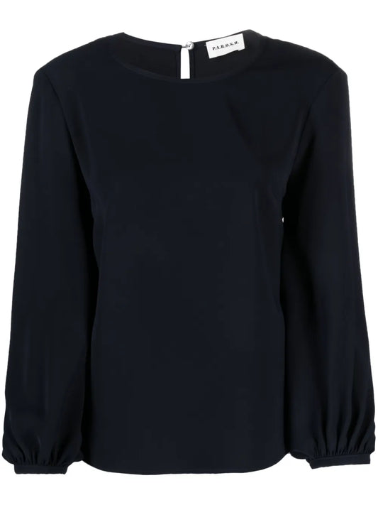 Bishop Sleeves Round-Neck Blouse